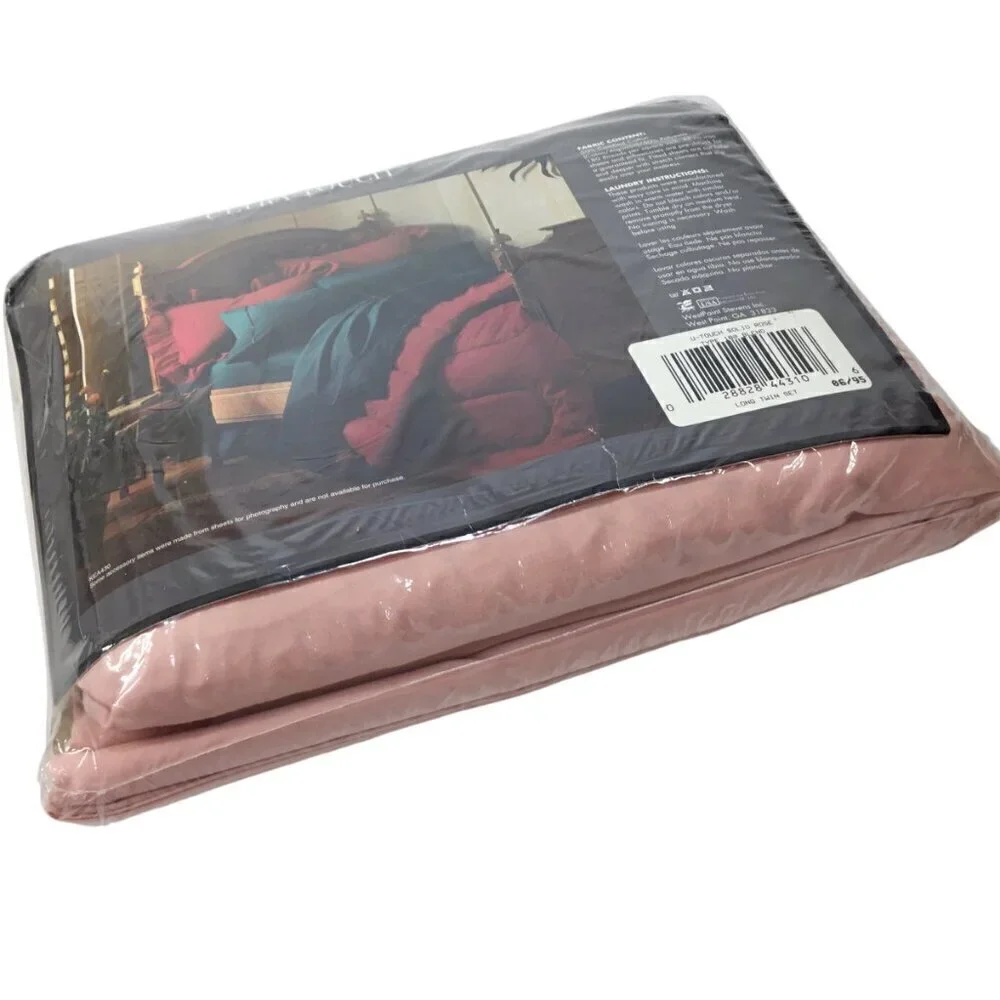 Vintage Stevens Ultra Touch NOS Percale Sheet Set Twin XL Long Rose Pink NIP